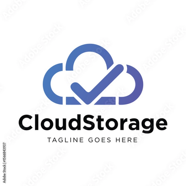 Fototapeta Cloud Logo Design. Cloud Storage Vector Logo Design. Cloud Solution Icon.