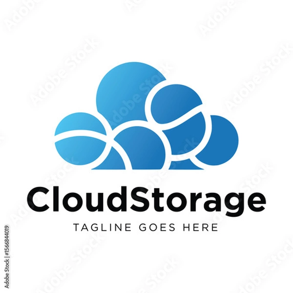Fototapeta Cloud Logo Design. Cloud Storage Vector Logo Design. Cloud Solution Icon.
