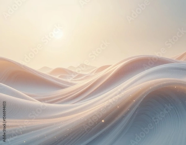 Fototapeta the image depicts a stylized desert landscape with rolling dunes under a bright sun