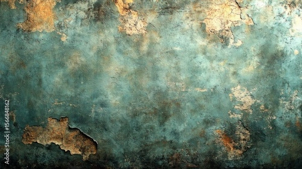 Fototapeta Peeling paint reveals layers of color and texture on a weathered wall in an urban setting