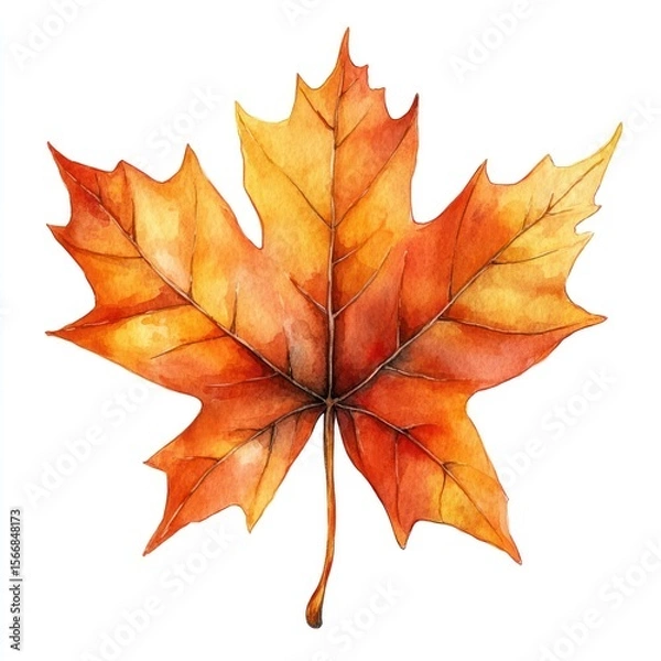 Fototapeta A stunning orange and yellow leaf captures the essence of autumn's beauty and transition