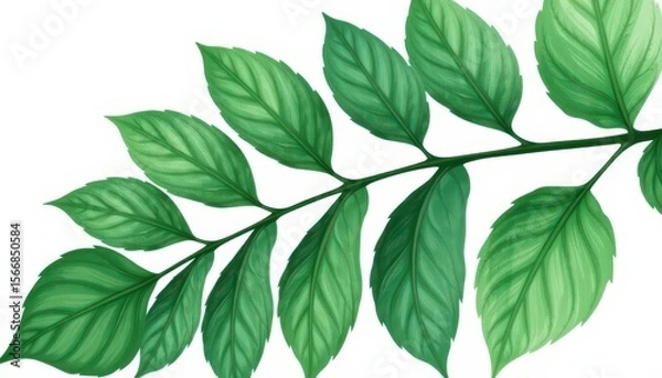 Obraz Lush Green Leafy Branch with Detailed Textures and Vibrant Colors