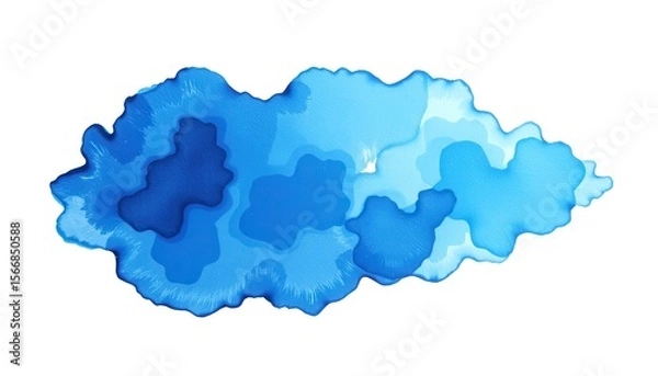 Obraz Abstract Blue Watercolor with Organic Shapes and Fluid Blends