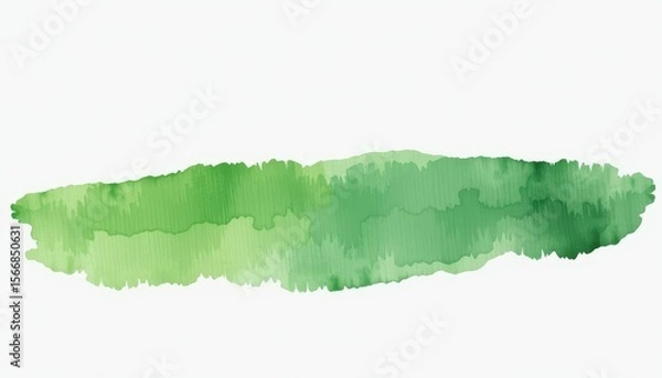 Obraz Abstract Green Watercolor Brush Stroke on White Background
