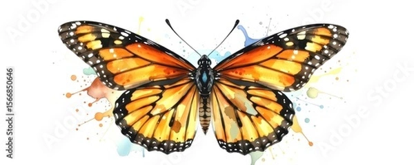 Obraz Vibrant Orange Butterfly with Artistic Splash Background