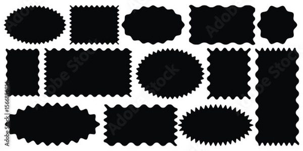 Obraz Zig zag wavy edge rectangle frame or border shapes set. jagged geometric rectangular. Abstract elements for promo material, web template, stickers, or social media design. Vector-EPS 10