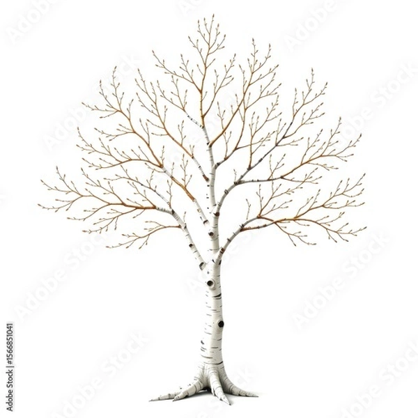 Obraz Abstract tree silhouette with bare branches on a neutral background