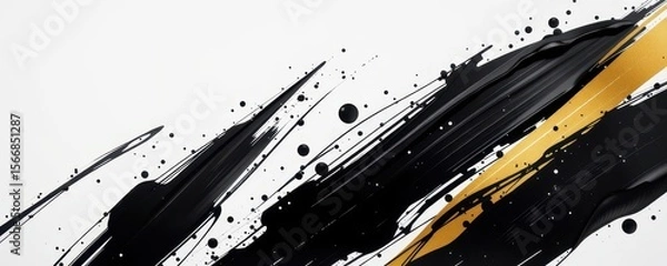 Obraz Dynamic Black and Gold Abstract Paint Splash Art Background
