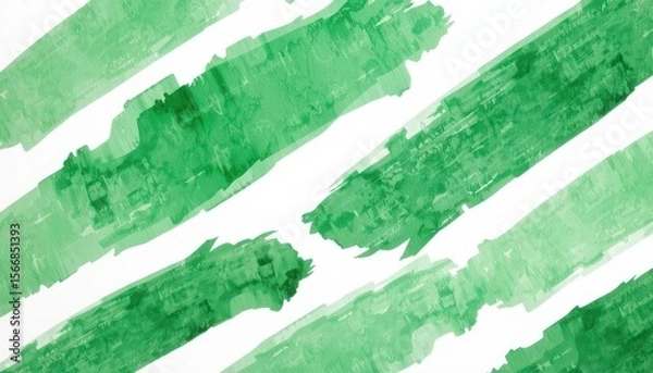 Obraz Green Watercolor Strokes on White Background for Artistic Design