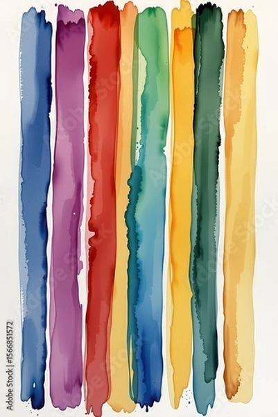 Obraz Colorful Abstract Vertical Stripes in Watercolor with Smooth Texture