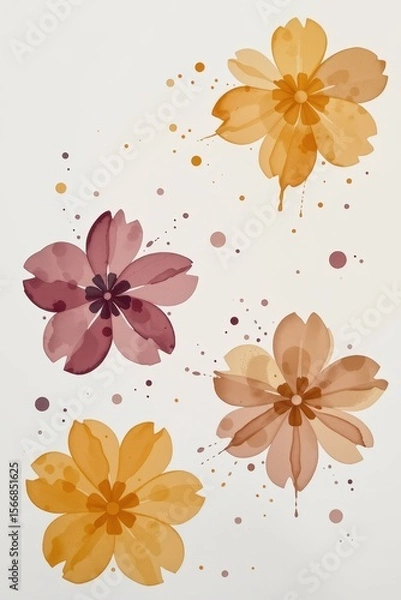 Obraz Beautiful Hand-Painted Floral Design with Soft Color Palette