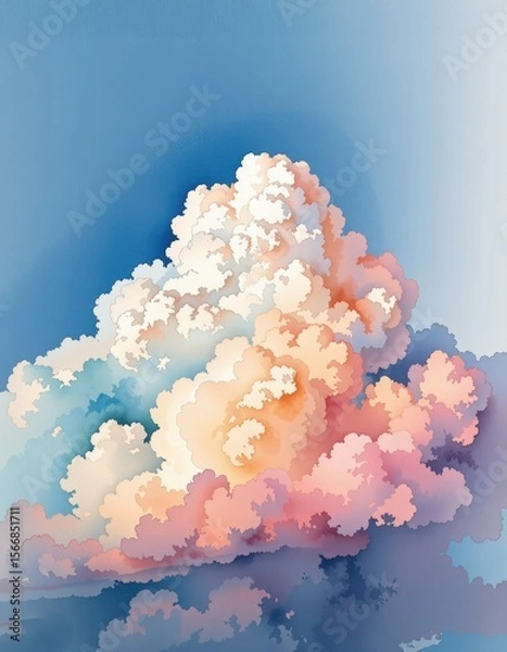 Obraz Soft Pastel Clouds Against a Bright Blue Sky in Abstract Style