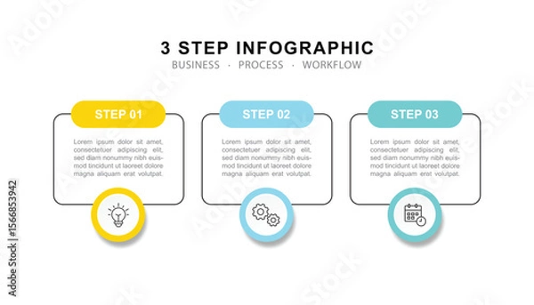 Fototapeta Modern business 3 step process infographic timeline.