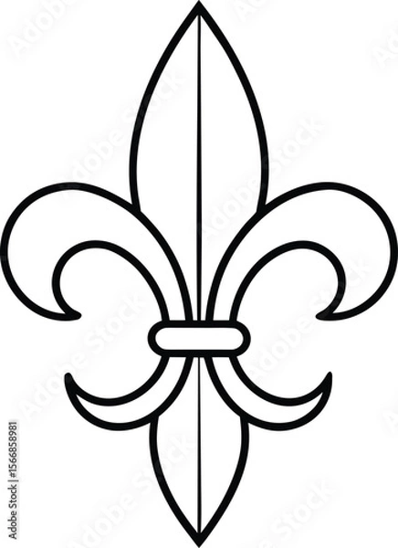 Fototapeta Fleur de lis icon in elegant historic style with French symbol representation line art