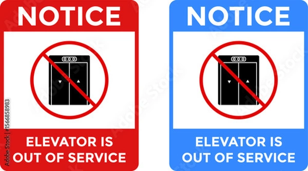 Fototapeta Elevator Out of Service. Elevator warning sign. safety sign. labels elevator out of order