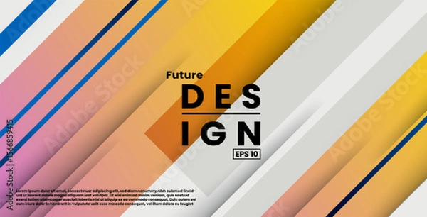 Obraz minimal abstract blue white orange gradient color with modern shape cool trendy design banner background. eps10 vector