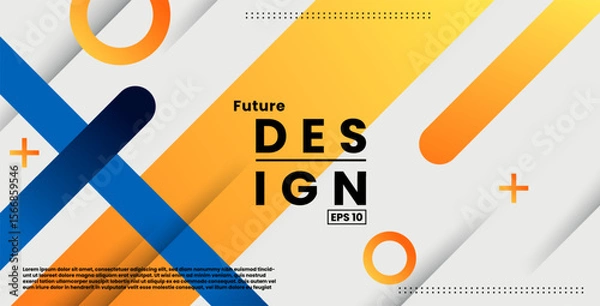 Obraz minimal abstract blue white orange gradient color with modern shape cool trendy design banner background. eps10 vector