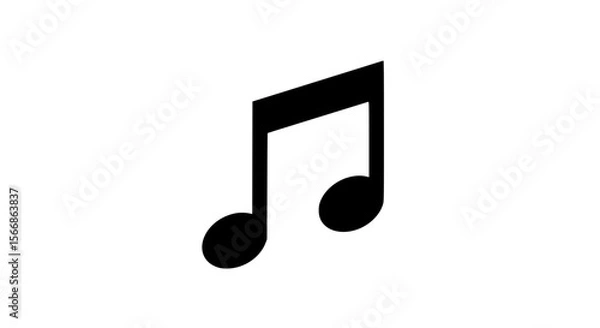 Fototapeta Simple Black Silhouette of a Musical Eighth Note Pair on a White Background