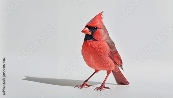 Obraz Northern Cardinal in Natural Pose Isolated on White Background