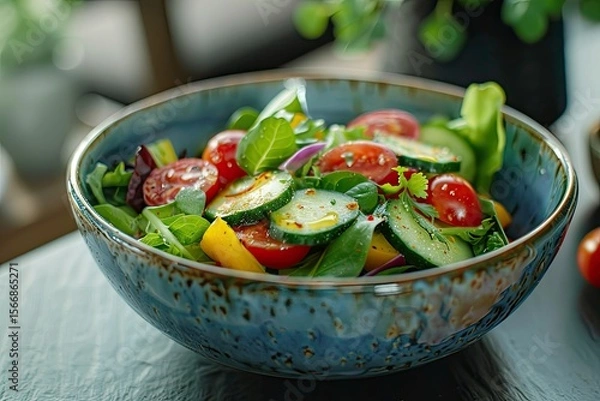 Fototapeta high detail image of Bowl filled with a healthy and colorful salad