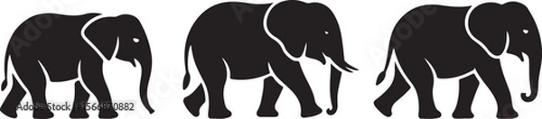 Fototapeta Walking Elephant with Raised Trunk Silhouette

Mother and Baby Elephant Vector Scene

Decorated Indian Elephant Silhouette Design

Elephant in Savannah Vector Art

Elephant Herd Silhouette at Sunset