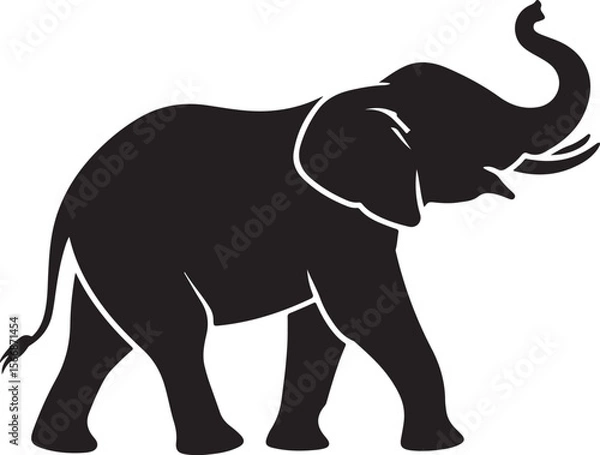 Fototapeta Walking Elephant with Raised Trunk Silhouette

Mother and Baby Elephant Vector Scene

Decorated Indian Elephant Silhouette Design

Elephant in Savannah Vector Art

Elephant Herd Silhouette at Sunset