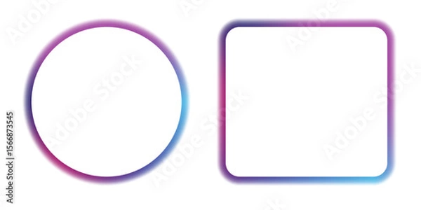 Fototapeta Illustration of neon electric style square frame. Gradient pink purple blue color. Isolated on transparent background. PNG