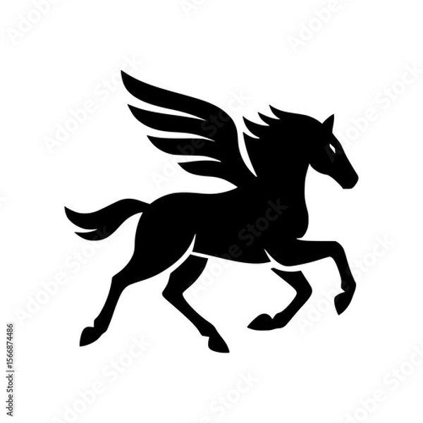Fototapeta A galloping horse with wings symbolizing speed, freedom, and power