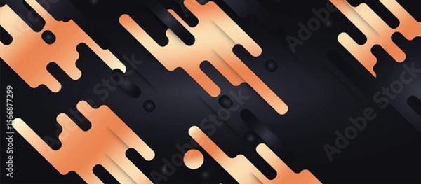 Fototapeta Organic Peach-Beige Gradient Lines and Drip Shapes on Black Background, Abstract Diagonal Flow with Outlined Layers and Circular Accents for Tech, Art, and Editorial Projects