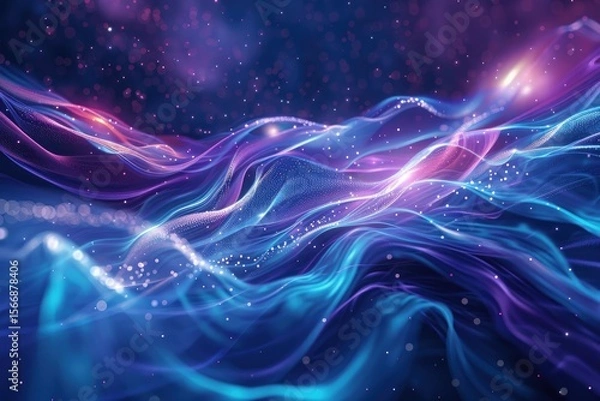 Fototapeta High Definition Visual of Abstract Fusion of Light and Technology in Digital Cosmos