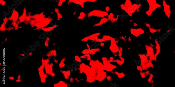Fototapeta Abstract high-contrast with irregular, organic red shapes scattered across a solid black background. Red blotches resemble lava or molten. Edgy, high-impact visual designs or backgrounds