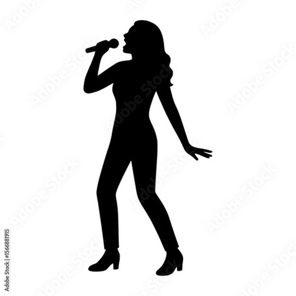 Fototapeta Silhouette of singer vector 