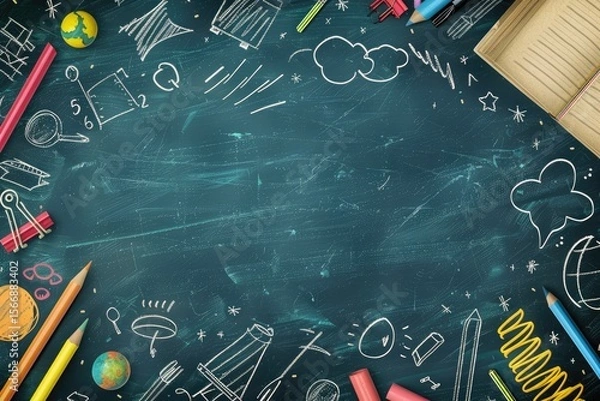 Fototapeta High Definition View of Back to School Doodle Background Clip Art Frame