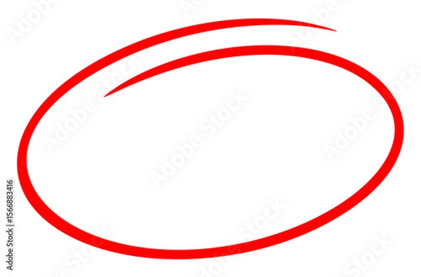 Fototapeta png red circle or oval shape for highlighting on transparent background. hand drawn organic brush stroke for highlighting mistake. exam element. red round ink mark. 