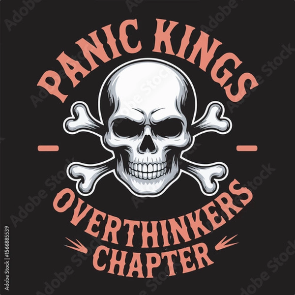 Fototapeta Skull and crossbones with text over black background lettering