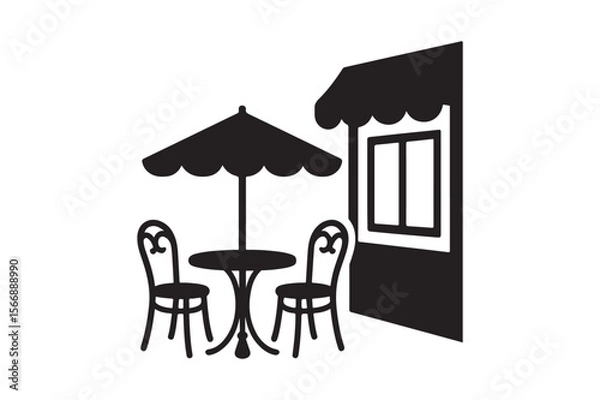 Fototapeta outdoor cafe icon silhouette vector art illustration on white background