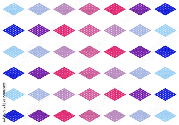Fototapeta A modern and cheerful seamless pattern of geometric diamond shapes with polka dot texture in a variety of bright pastel shades. Ideal for backgrounds, textiles, packaging and gift wrapping.