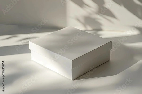 Fototapeta Detailed Color Picture of a White Box Sits on a White Surface