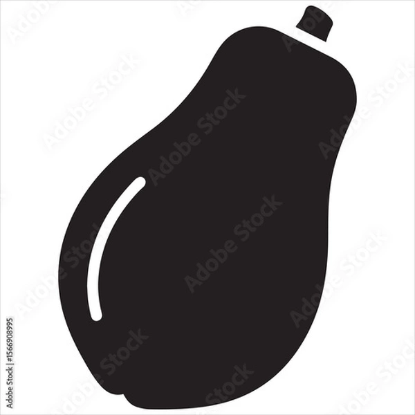 Obraz Simple black silhouette of a papaya fruit on a white background