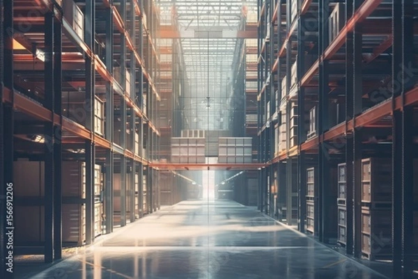 Fototapeta High Resolution Image of Digital Distribution Center Enabled for Modern Logistics Management