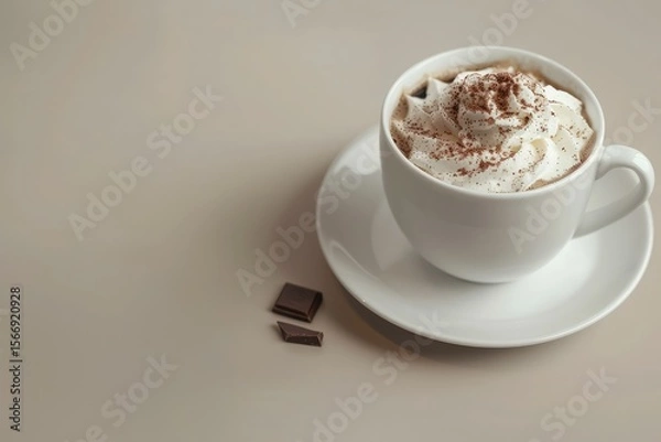 Fototapeta Premium Quality Image of a Cup of Coffee with a Hot Chocolate on it