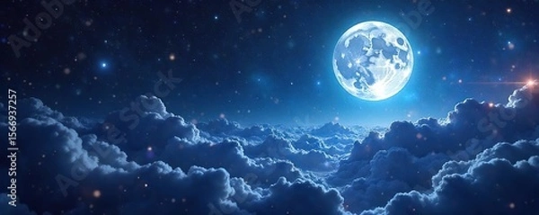 Obraz Ethereal Moonlight Bathes a Star-Studded Cosmos Breathtaking Celestial Landscape Perfect for Fantasy, Sci-Fi, and Spiritual Projects