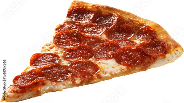 Fototapeta Large Slice of New York Style Pepperoni Pizza with Crispy Crust and Generous Toppings