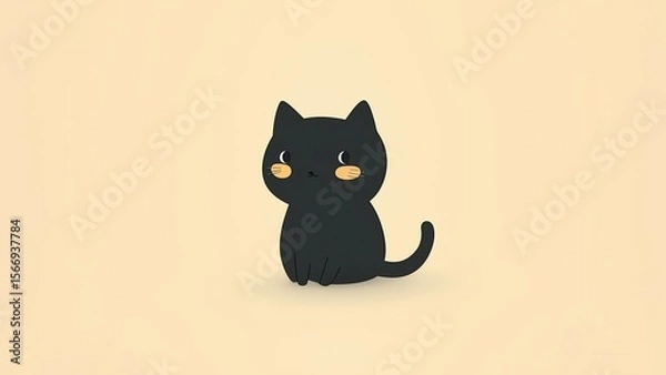 Fototapeta vector illustration of a black cat