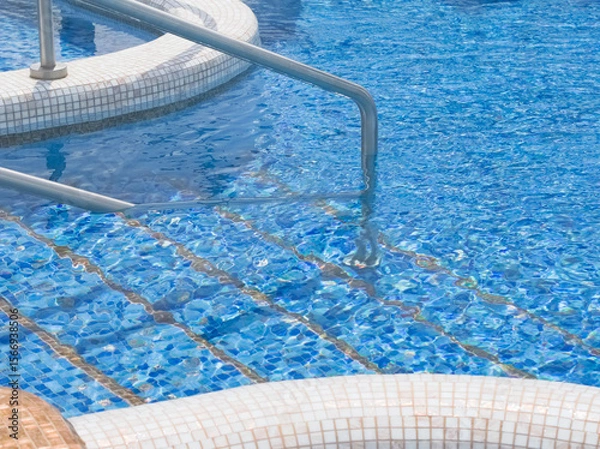 Fototapeta Blue Mosaic Pool Steps