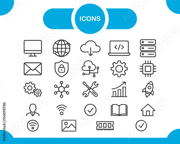 Obraz Collection of Technology and Digital Service Icons for Online Platforms
