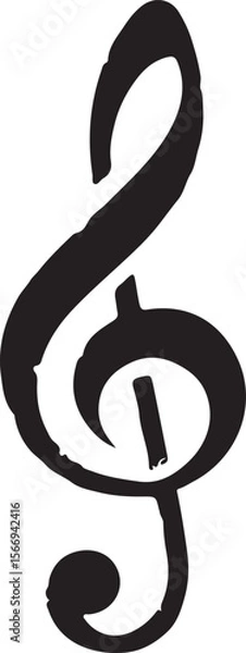 Fototapeta Elegant minimalist one-line logo of a music note combined with waves, black-and-white only.