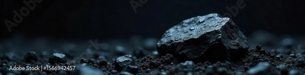 Obraz Close-up of Coal Textured Dark Surface, Symbolic of Fossil Fuels and Environmental Impact