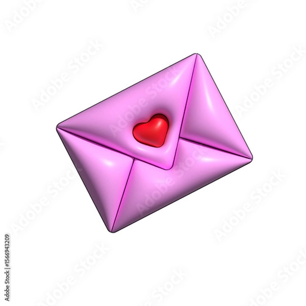 Fototapeta 3d envelope with heart, png