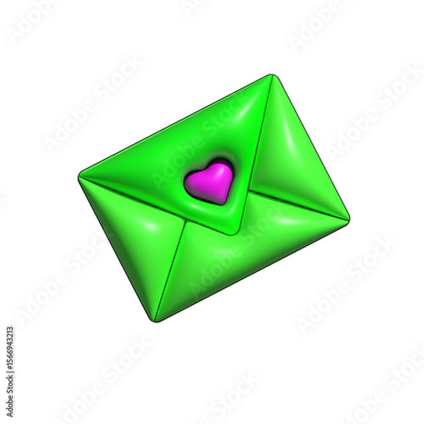 Obraz 3d envelope with heart, png